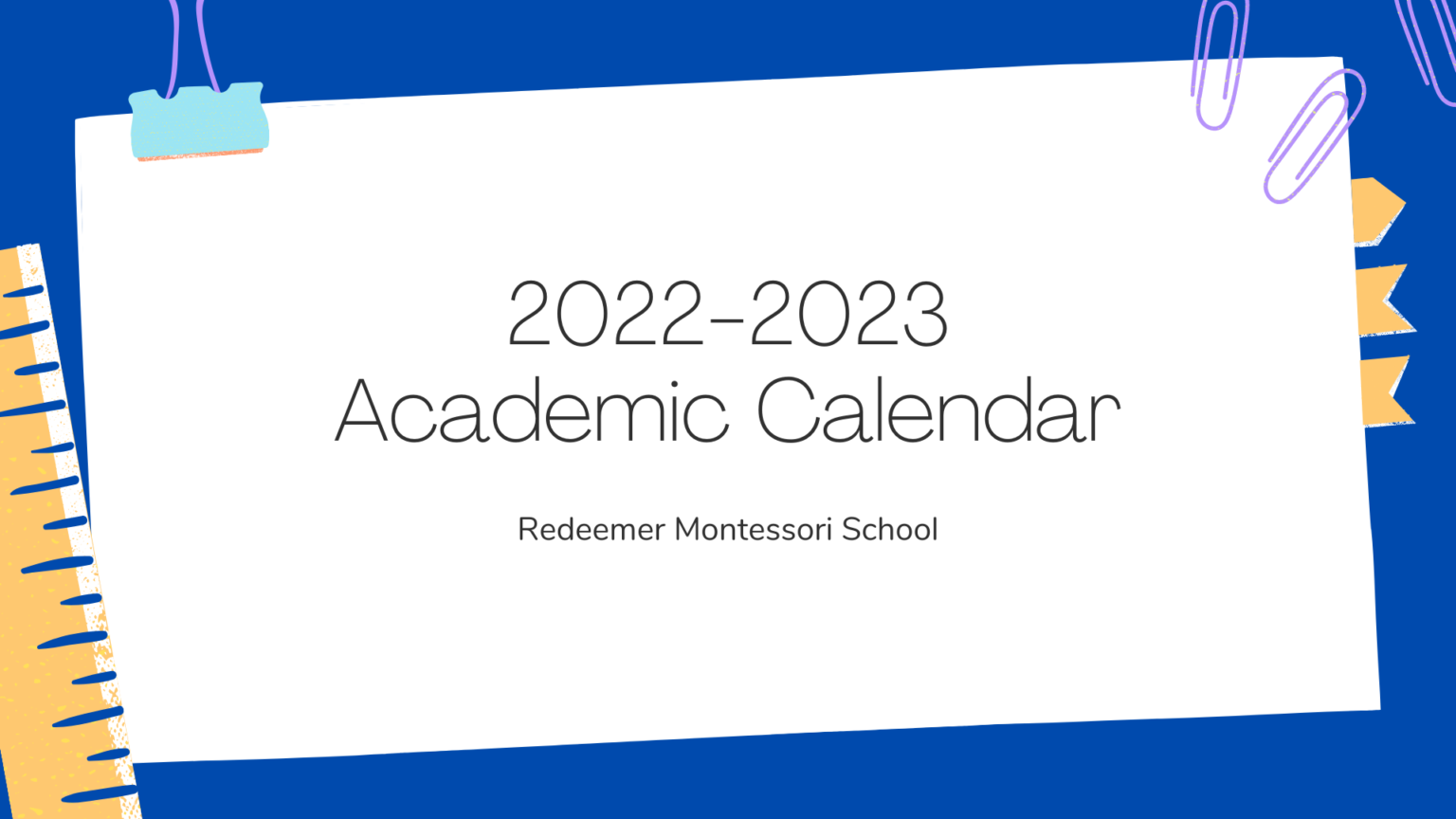 Calendars Redeemer Montessori School